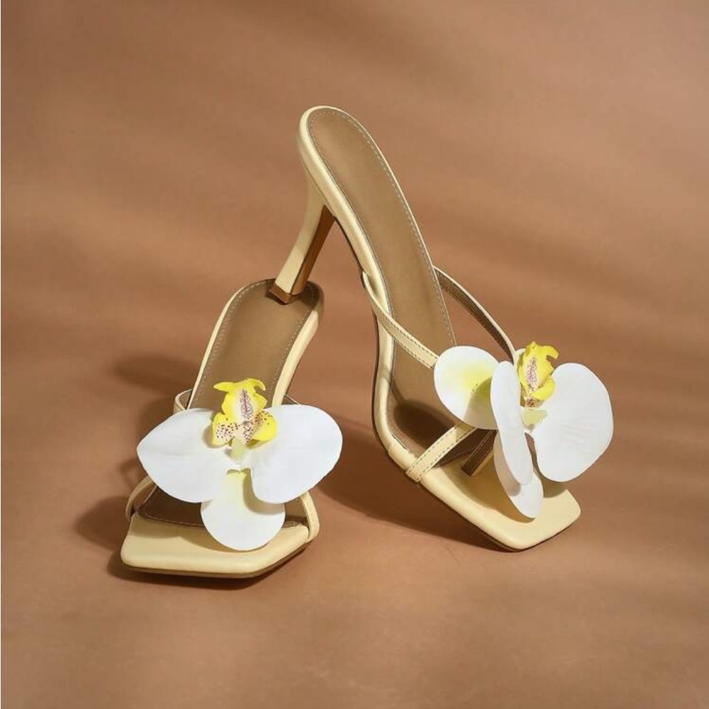 Floral Yellow Heels